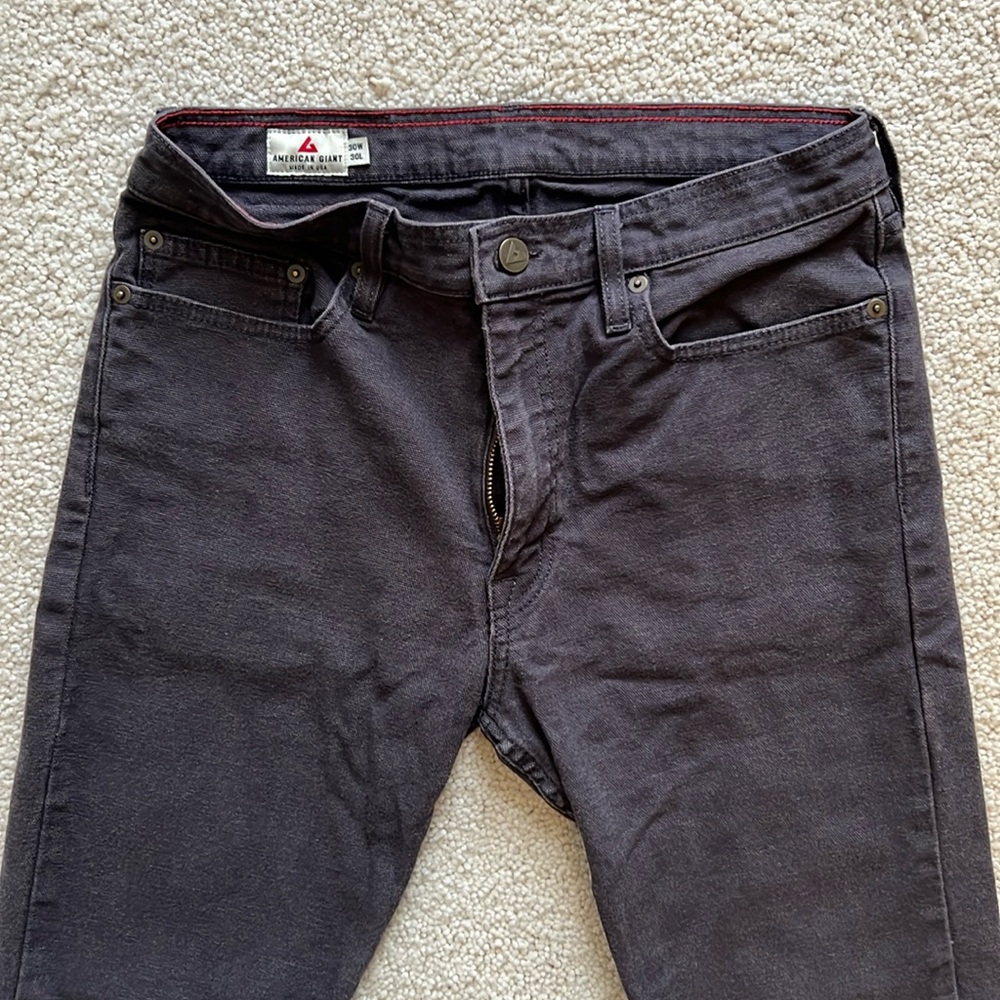 American Giant Mens Roughneck Pant, size 30x30, in color Basalt.